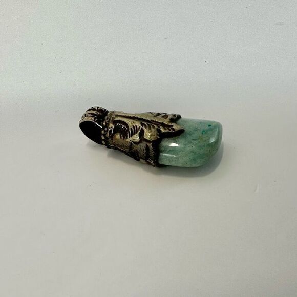 silver tone Tibetan amazonite pendant - Picture 9 of 10